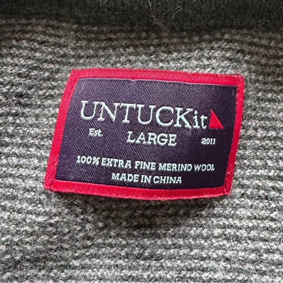Untuckit Sweater Belguardo Merino Wool 1/4 Zip Knit Pullover gray large - Picture 2 of 8